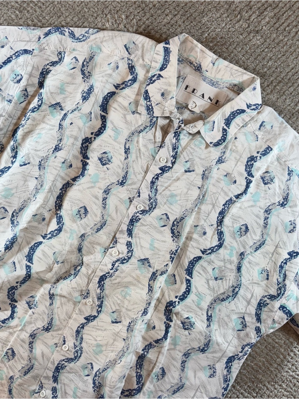 Vintage FRANK Men's L USA Made 100% Cotton White Button-Up Shirt